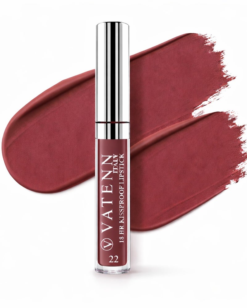 VATENN ITALY 18 Hr Kissproof Lipstick 22 Matte liquid lipstick, Lead-Free ,No Dry Feel, Weightless Feel, Vinyl Ink Kissproof /Lip Lingerie Transfer-Proof, All Day Wear. - Image 1